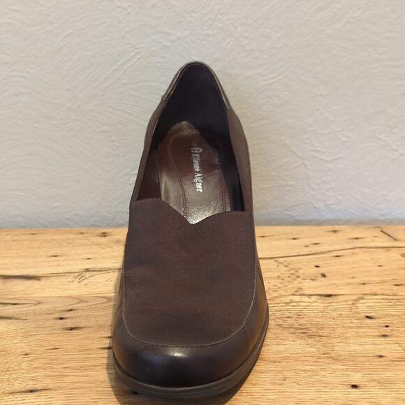Etienne Aigner Vintage 'Trina' Block Heel Slip On Leather/Nylon Stretch Sz. 9M - Picture 6 of 13